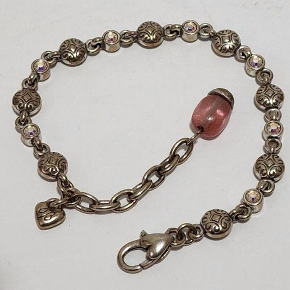 BRIGHTON VINTAGE‎ jeweled heart charm bracelet